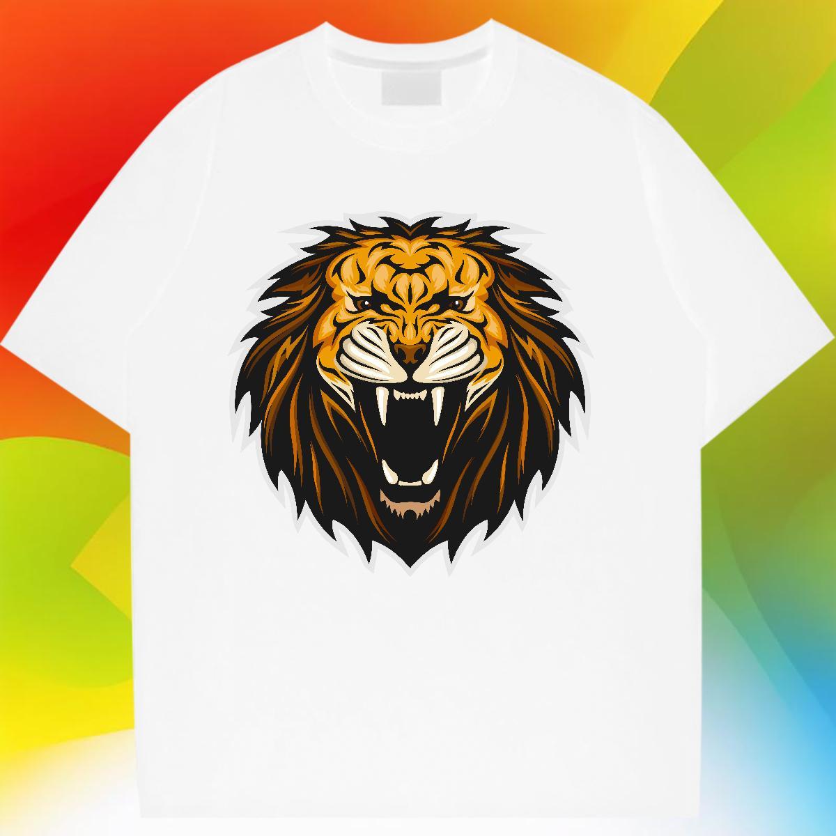 Stylist Unisex Tshirts Daily Wear Breathable Crew Neck Tops Lady 230g Pure Cotton lion DIY Logo Womens T Shirts