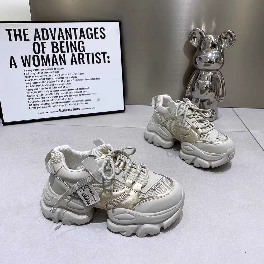Ddmysports Thick Soled Sponge Cake Dad Autumn New Korean Version Student Lace Up Mesh Breathable Sports And Leisure Shoes For Women OUTDOOR