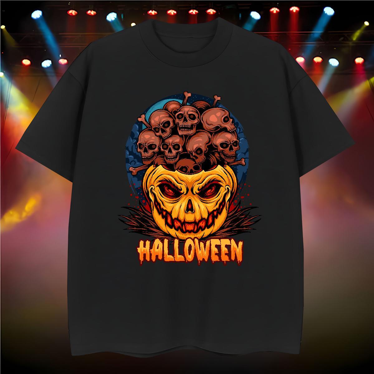 Free Shipping Man T Shirts skull Crew Neck Breathable Sports Casual Oversized 230g Pure Cotton Mens Tshirts DIY Tops Shirt