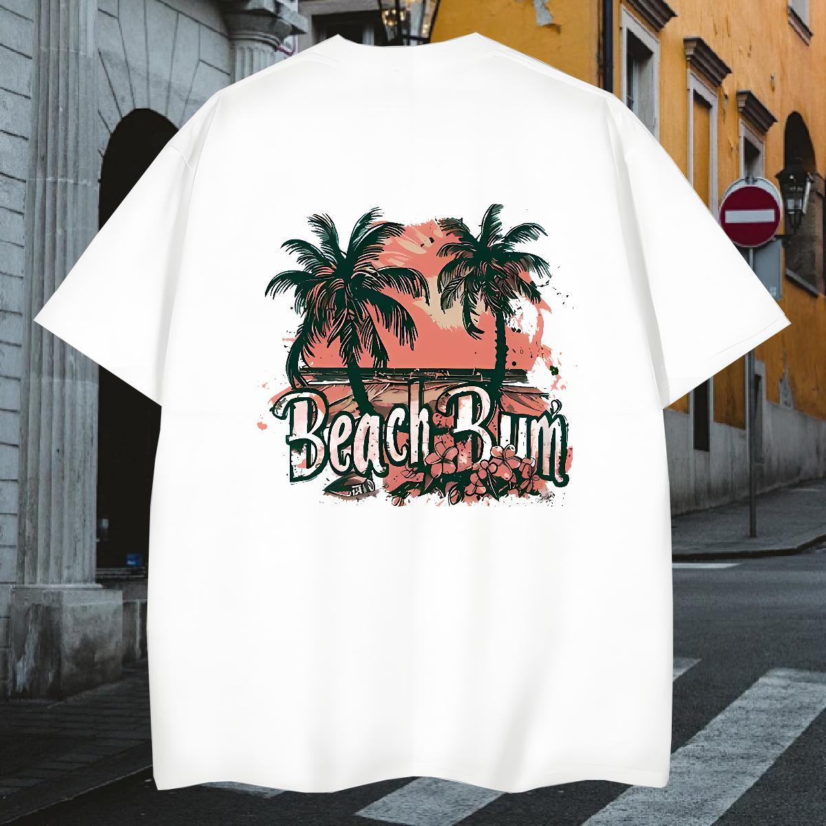Men T Shirts 230g Cotton palm Spring Summer Round Neck Short Sleeve Custom Cartoon Men Tops Tees DIY Loose Top Tees