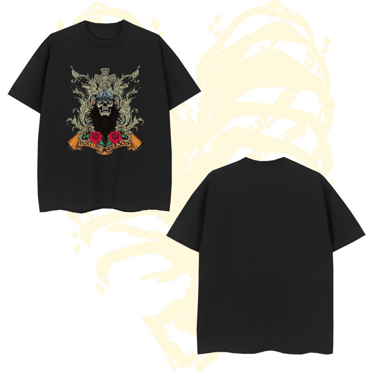 Unisex T-Shirts for Men flower Round Neck Short Sleeve High Street Hip Hop White Plus Size 100% Cotton 230g Men Clothes T-Shirt Wholesale Tops