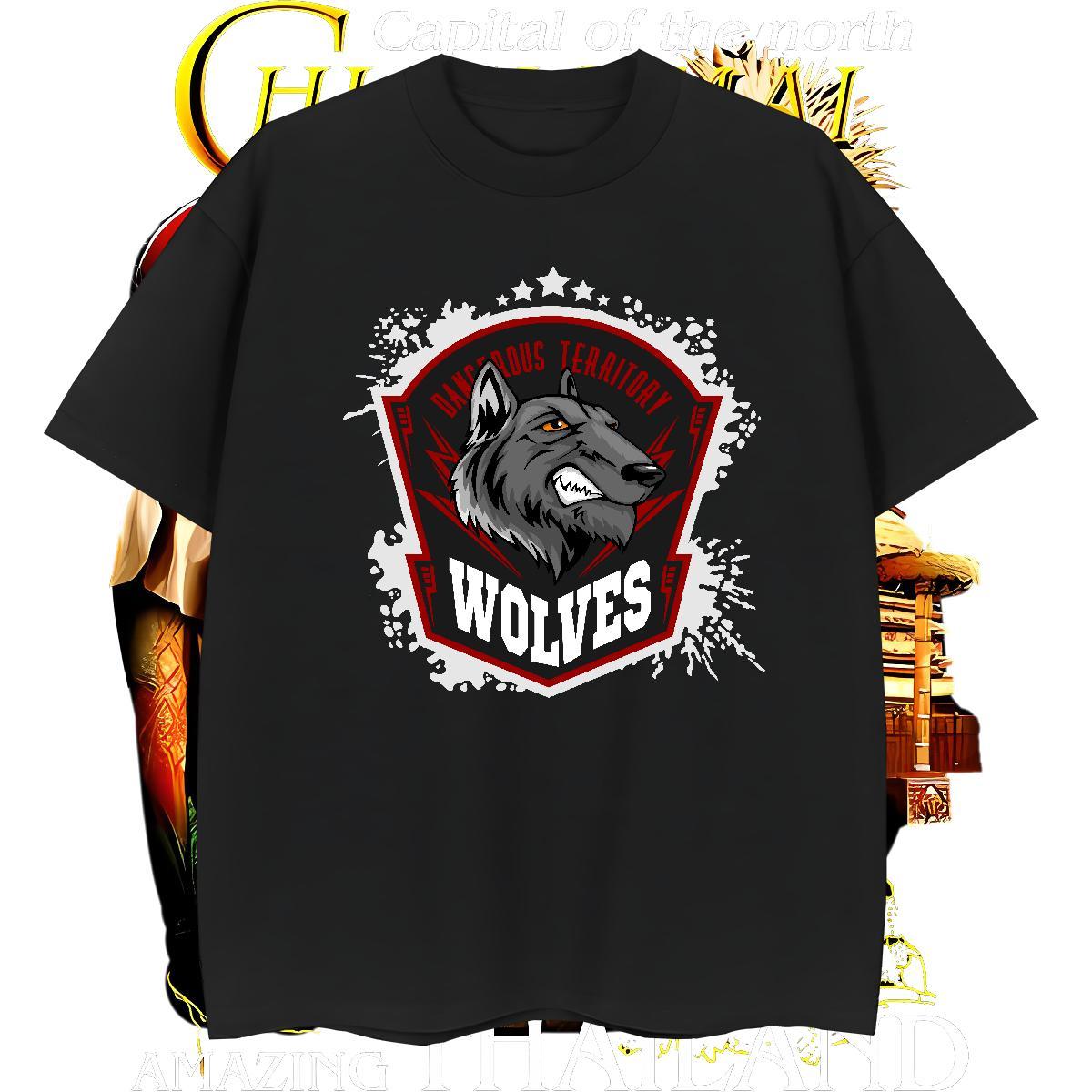 Unisex Man T Shirts wolf O Neck Short Sleeves Summer Casual DIY Printed 230g Cotton Couples T Shirts Fashion Designer Tshirts