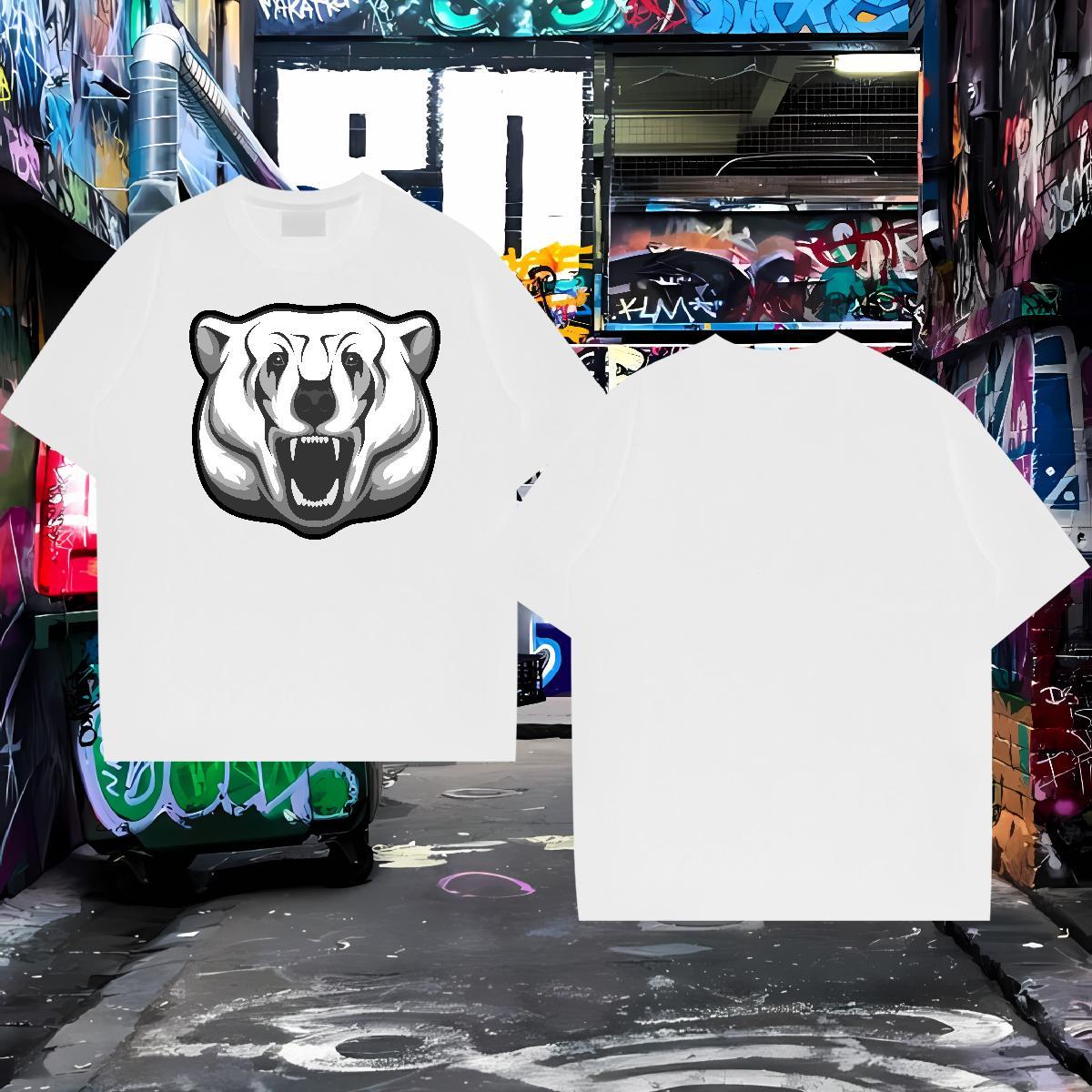 Classic T Shirts Men bear Breathable Short Sleeve Street Wear DIY Printed 230g Pure Cotton Men Tops Tees Custom Polos