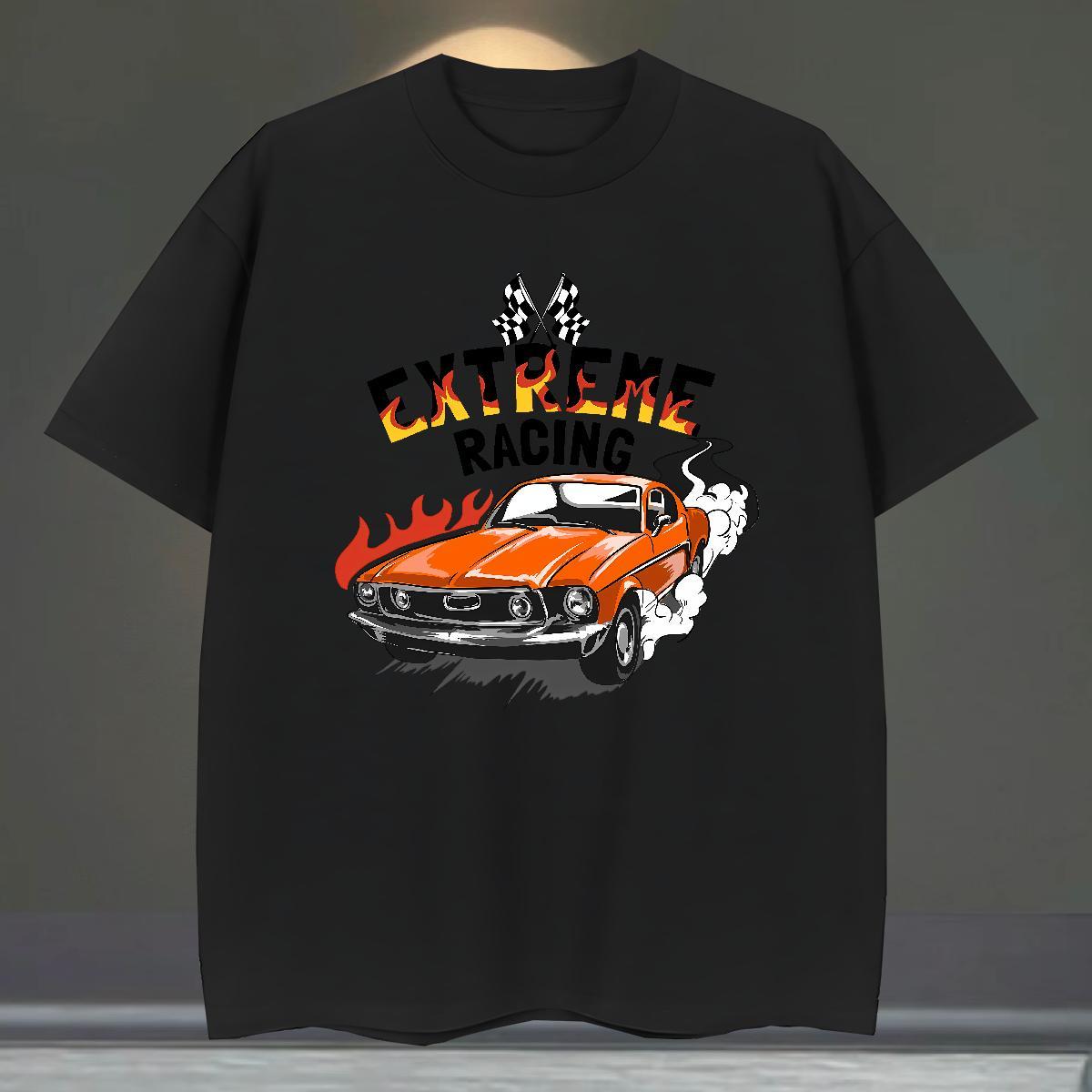 Cool Men Clothes T-Shirt Hip Hop Street 100% Cotton 230g Plus Size Cartoon Breathable Short Sleeve car T Shirt For Man Fashion Design Polos