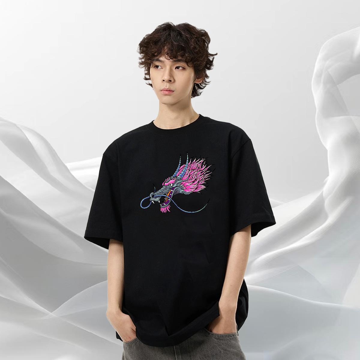 High Quality Men Tshirts Street Casual 230g Pure Cotton DIY Printed O Neck Short Sleeves dragon Man T Shirts Custom Tops