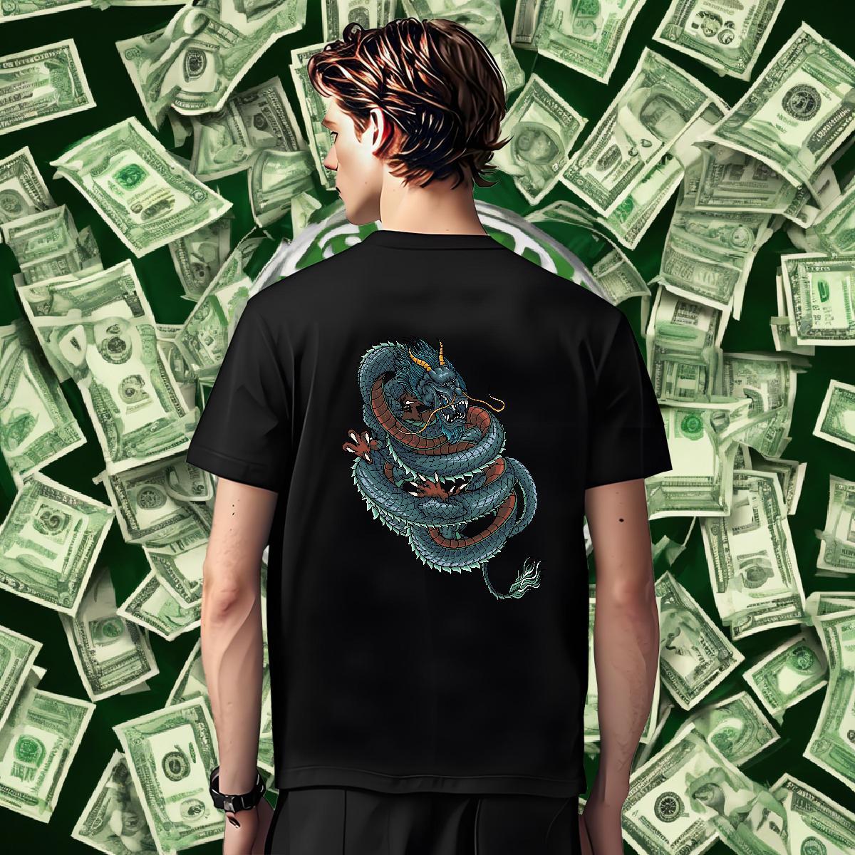 T-Shirts for Men 100% Cotton 230g dragon Outdoor Breathable Crew Neck DIY Printed Men Tshirts New Designer TOP Quality Tops