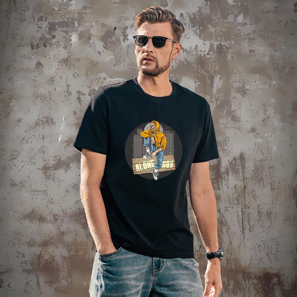 Popular T shirt halloween Breathable Crew Neck Daily Outfit Custom Print Plus Size 230g Pure Cotton Men Tees New Top Tees