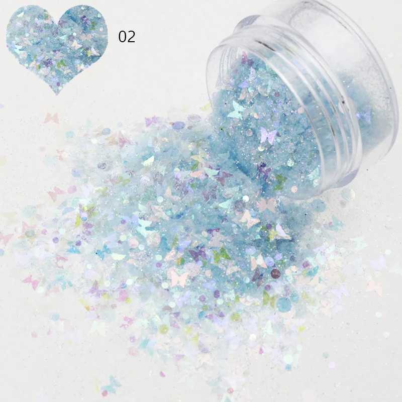 1Box Round And Star Shape Dream Mixed Glitter Powder Sequins Colorful Flakes 3D DIY Sliders Dust For Nail Art DecorationsXJ240815