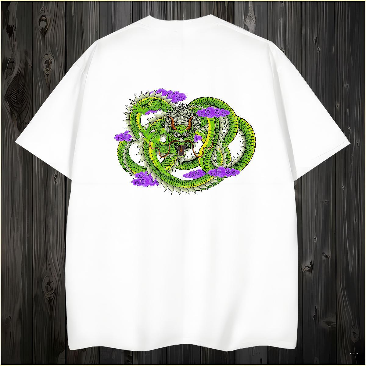 T shirt 230g Pure Cotton dragon Anime Printing Street O-Neck Short Sleeve Custom Printing Men Tees Fashion Casual Comfortable Polos