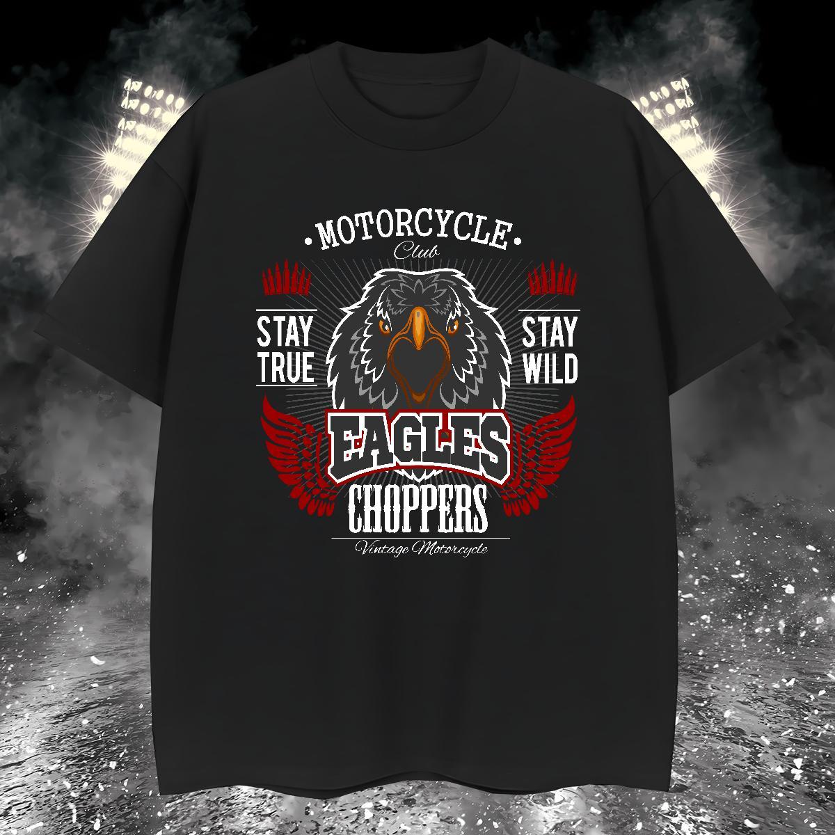 T-Shirts 230g Cotton eagle Hip Hop Street Crew Neck Custom Big Size Tshirt for Man Woman 2024 Summer Cool Design Tops