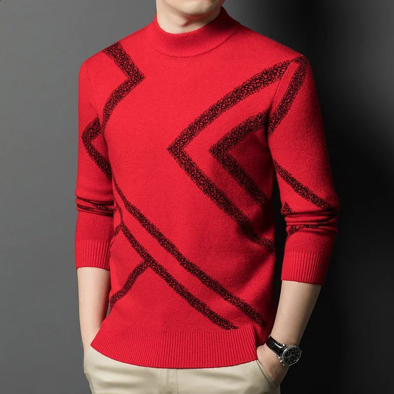 7 colors mens knitted sweater autumn and winter plain neck wool warm fashionable 240819