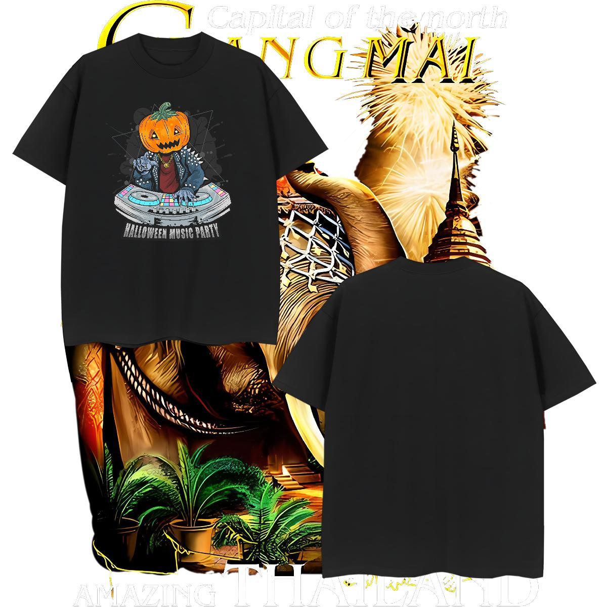 Loose Men T Shirts halloween Breathable Crew Neck Street Wear Custom Anime 230g Cotton Tshirts New Tees