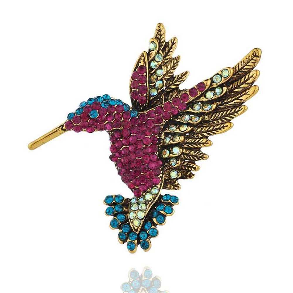 Womens colorful rhinestone hummingbird brooch vintage brooch party coat scarf jewelry clothing accessories brooch gift W240815