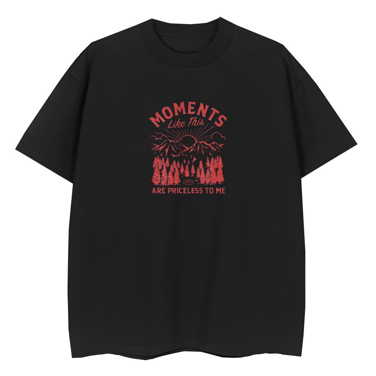 2024 Tshirt for Man Woman Outdoor O-Neck Short Sleeve Tshirts Soft 100% Cotton 230g mountains Black White T Shirts Women