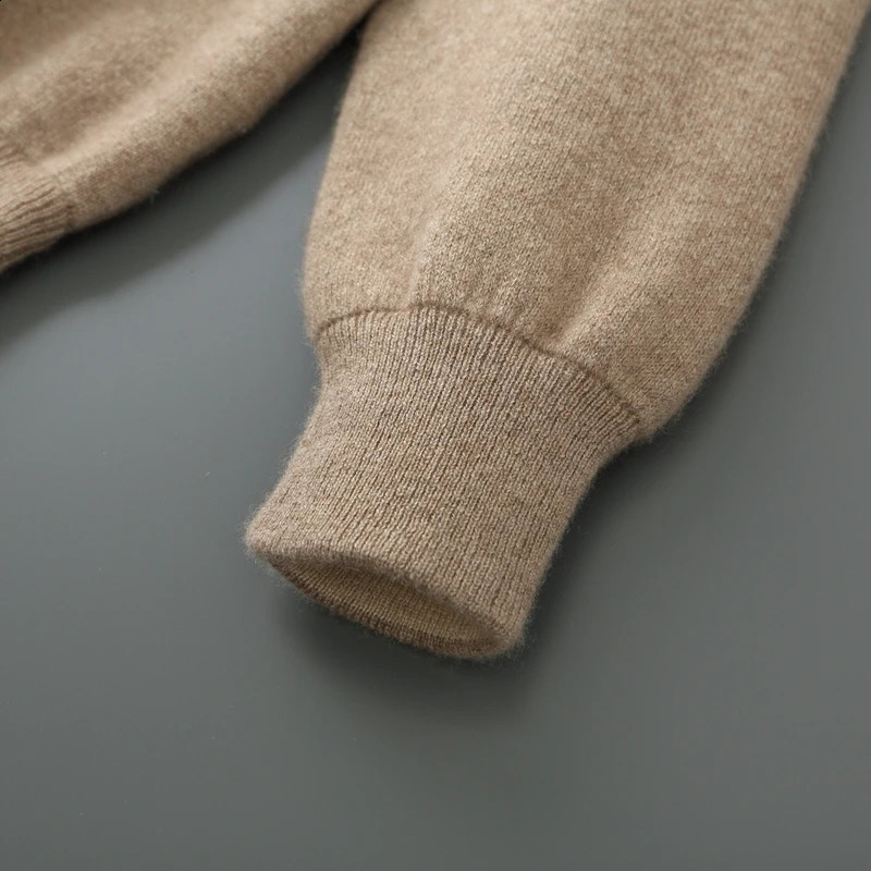 Double sided thickened 100% Merino wool sweater autumn mens knitted cardigan casual long sleeved solid color w240819