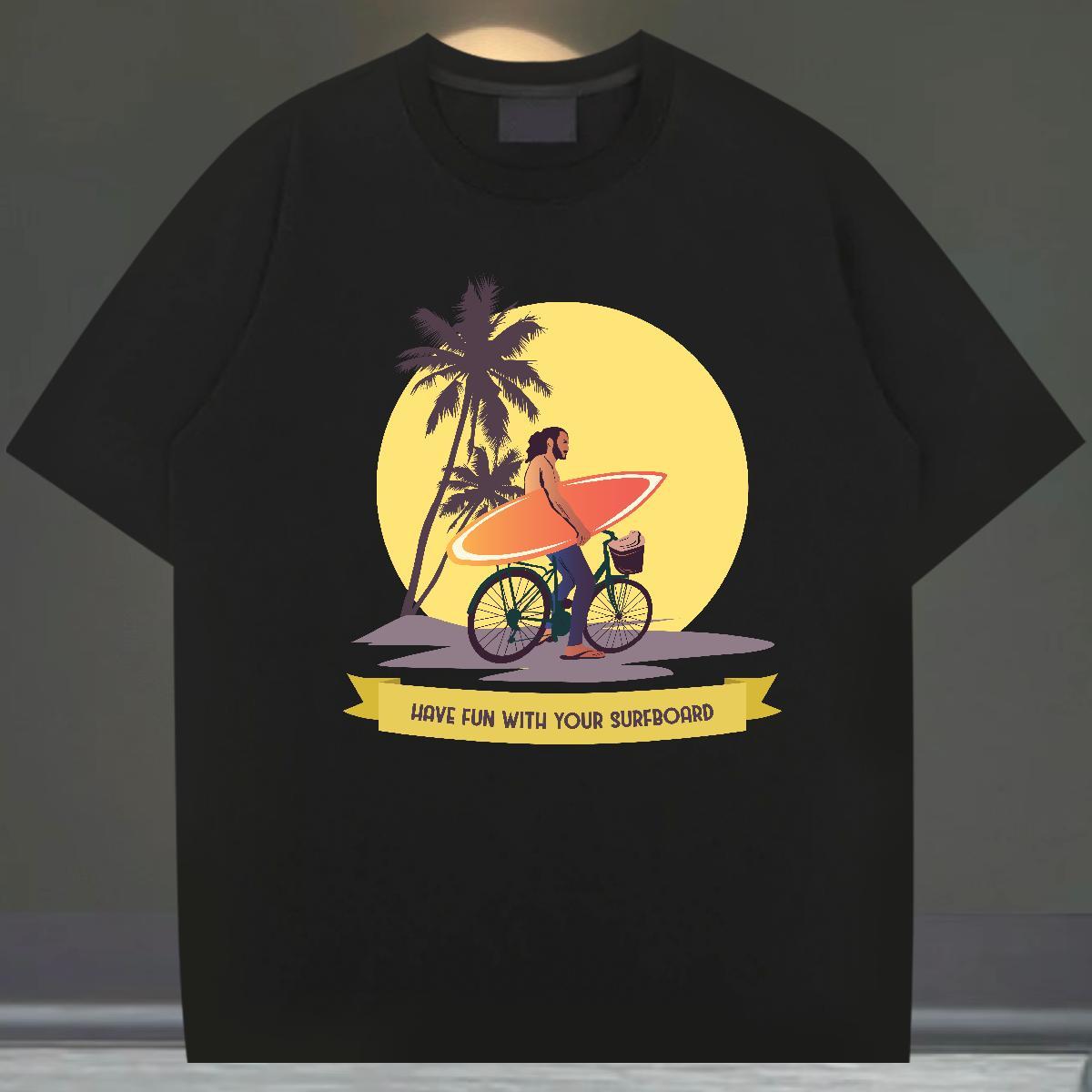 Designer Men Tees Home Outdoor 100% Cotton 230g Oversized 4XL Crew Neck Breathable wave T-Shirts 2024 Summer Polos