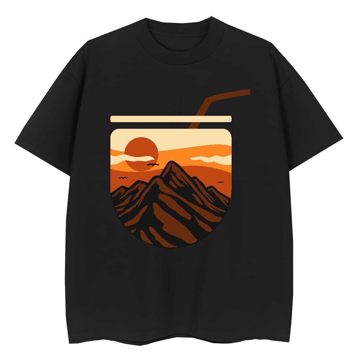 Fashion New Women Tees Sports Street Wear Comfortable Tops Tees Designer 100% Cotton 230g mountains Customized Print T-Shirts for Women