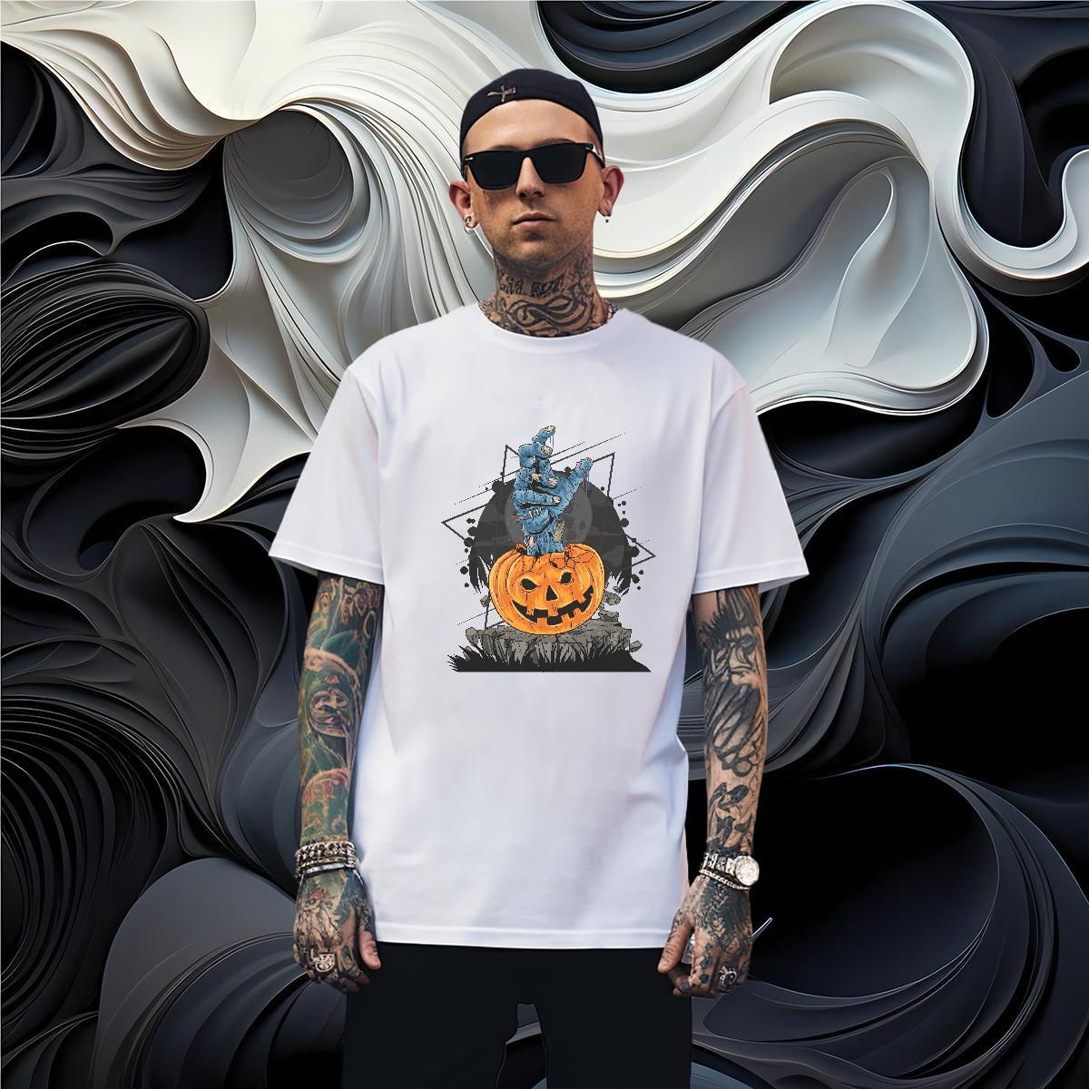 Cool Men T Shirts halloween Breathable Short Sleeve Hip Hop DIY Printed 230g Pure Cotton Men Tshirts Fashion Clothings