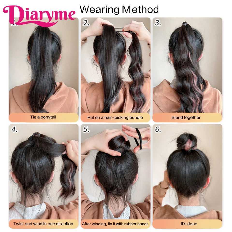 DIY Self Curling Hair Bunch Wig Synthetic Curly Ponytail Hair Bunch Hair Extension Braid Lazy Fluffy Fake Ponytail W240817