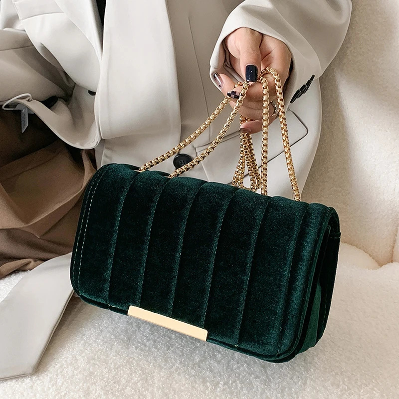 VELOUR Chain Handbag Purse Women Crossbody Bags Trendy Shoulder Messenger Tote High Quality 240819