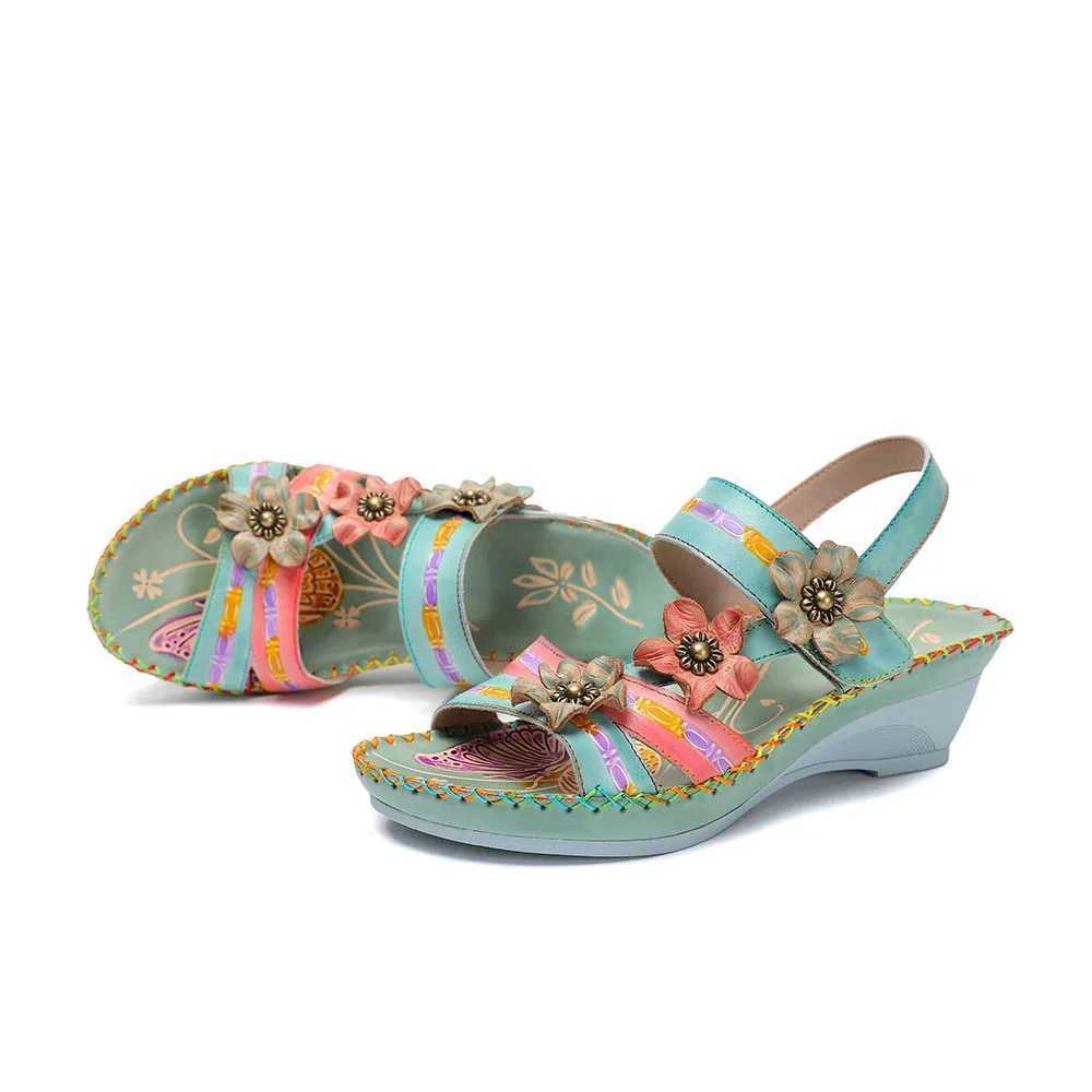 Vicconfy Leather Floral Womens Sandals CL240806