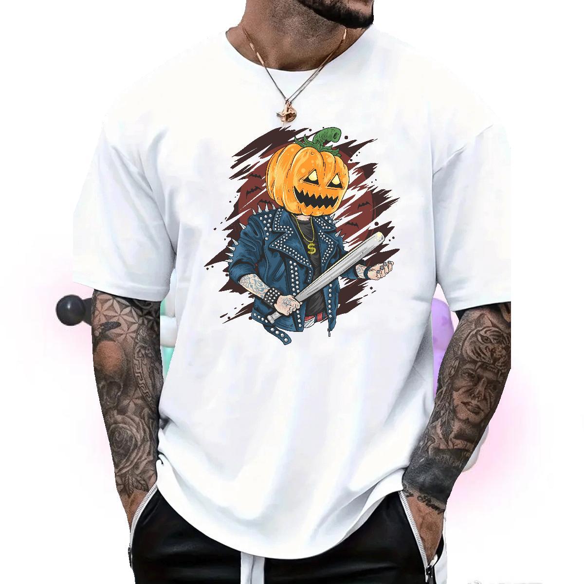2024 Designer pumpkin Tshirt for Man Woman 230g Pure Cotton T Shirts Men Cartoon Printing L-4XL Street Casual O Neck Short Sleeves Unisex Clothings