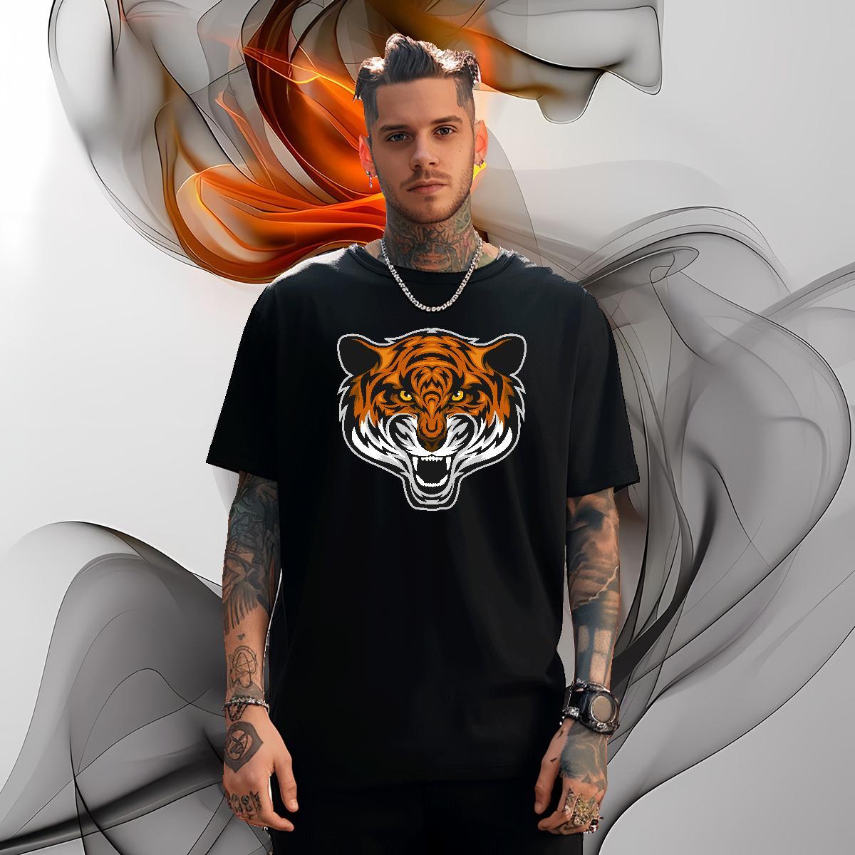 Unisex Mens T Shirts tiger Pure Cotton Summer Casual Oversized 4XL 230g Cotton Tshirt for Man Woman DIY Customized Clothings
