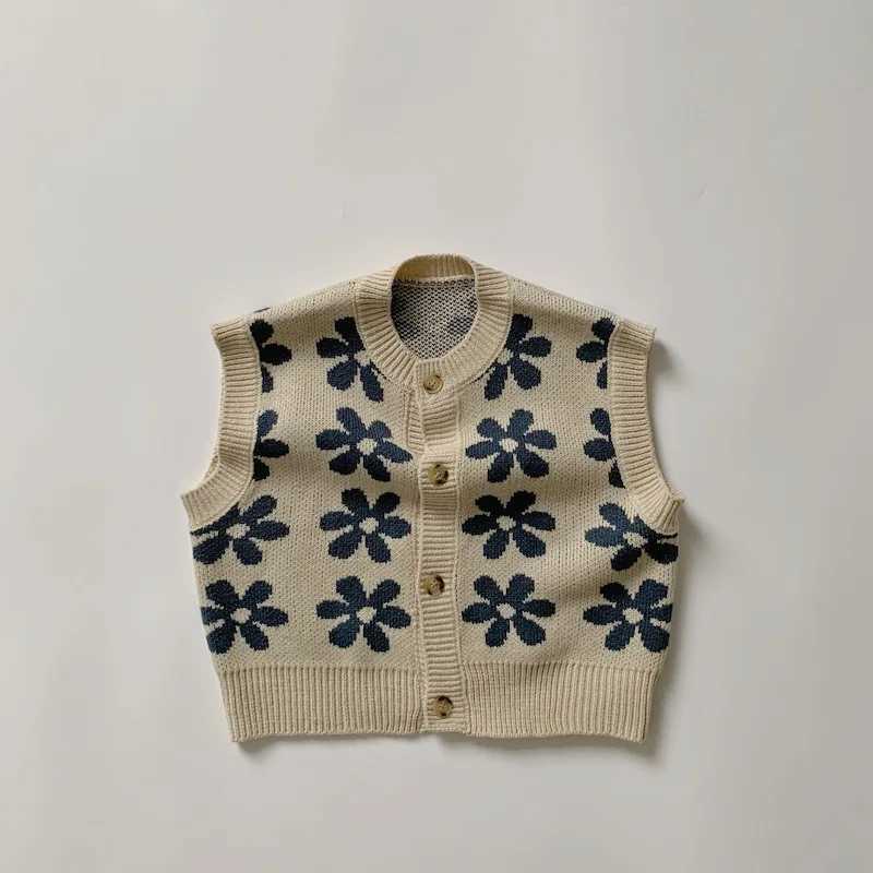 Children Girls Knitting Coat Korean Sweater Kids Winter Sleeveless Waistcoats Clothings Fashion Vintage Baby Toddler Vest TopXJ240819