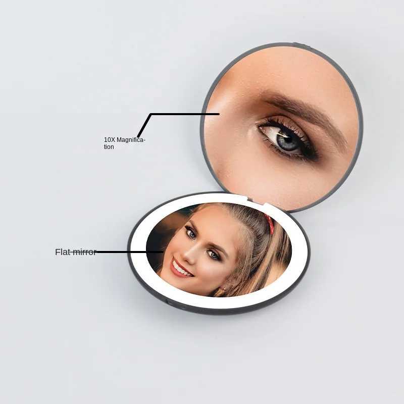 Compact Led Makeup Mirror With Light 2/10X Magnifying Pocket Portable Travel Foldable Cosmetic Vanity Mirrors Gifts for Women Y240819