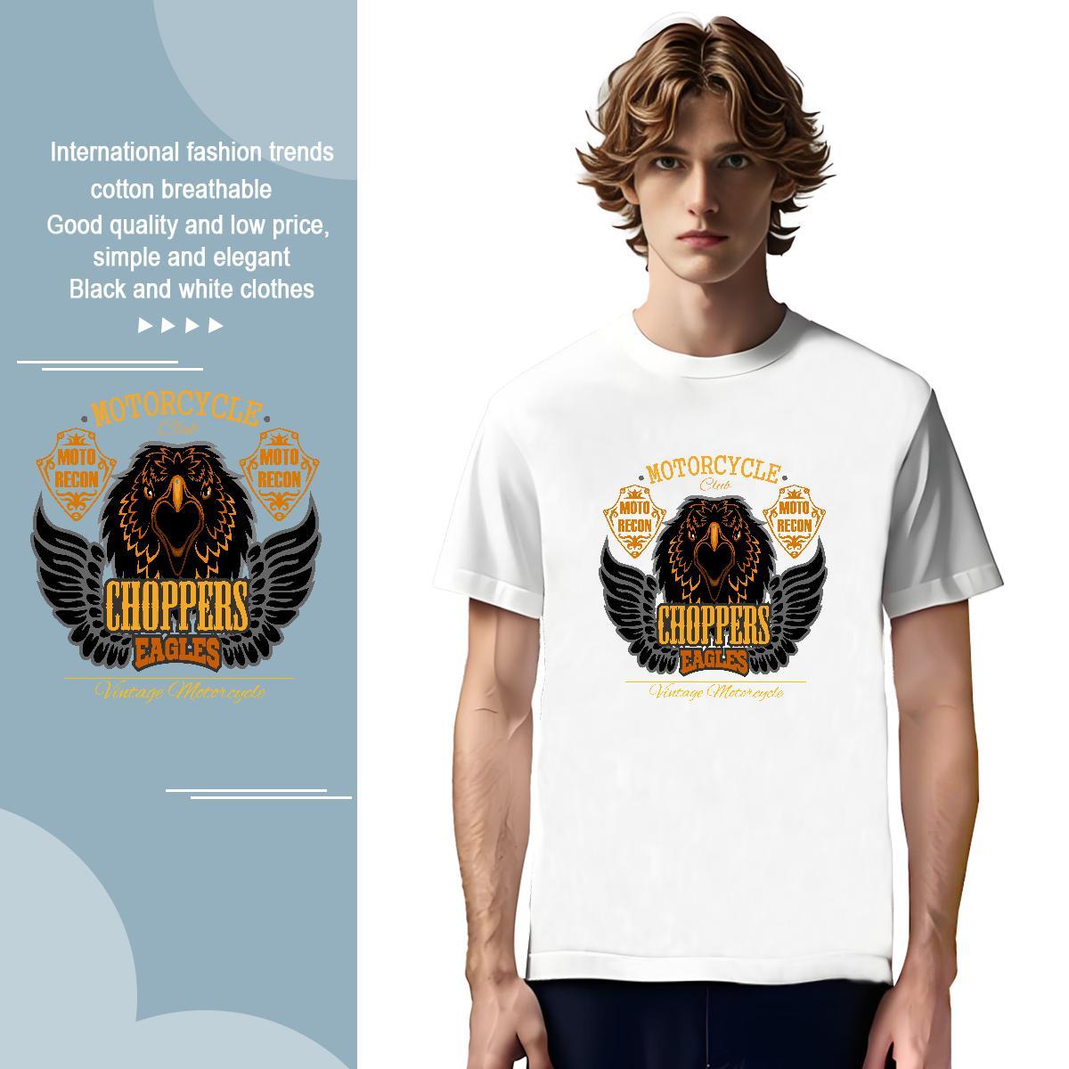 Brand T Shirts Men eagle Round Neck Short Sleeve Sport Custom Print Oversized 100% Cotton 230g Couples T Shirts 2024 New Tshirts