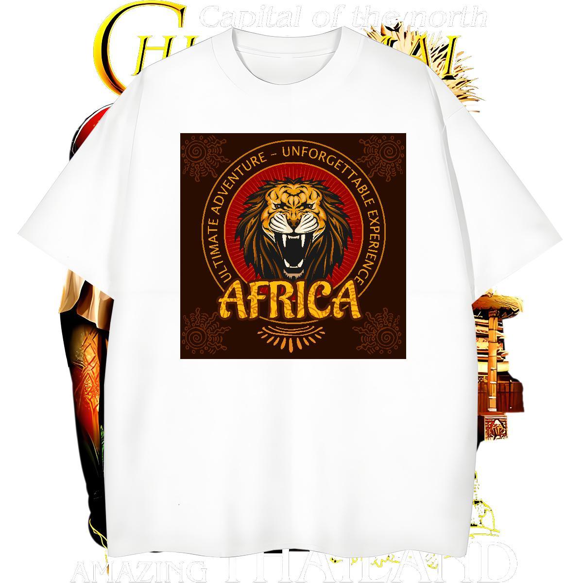Brand T Shirts Men lion Breathable Soft Street Casual DIY Printed 100% Cotton 230g Men Clothes T-Shirt 2024 Summer Top Tees
