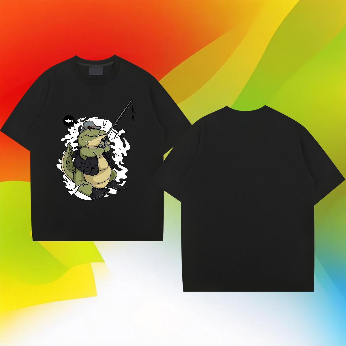 New Designer Men Clothes T-Shirt fishing Home Outdoor 230g Cotton Tshirts Breathable Crew Neck Soft T Shirt For Man Skull