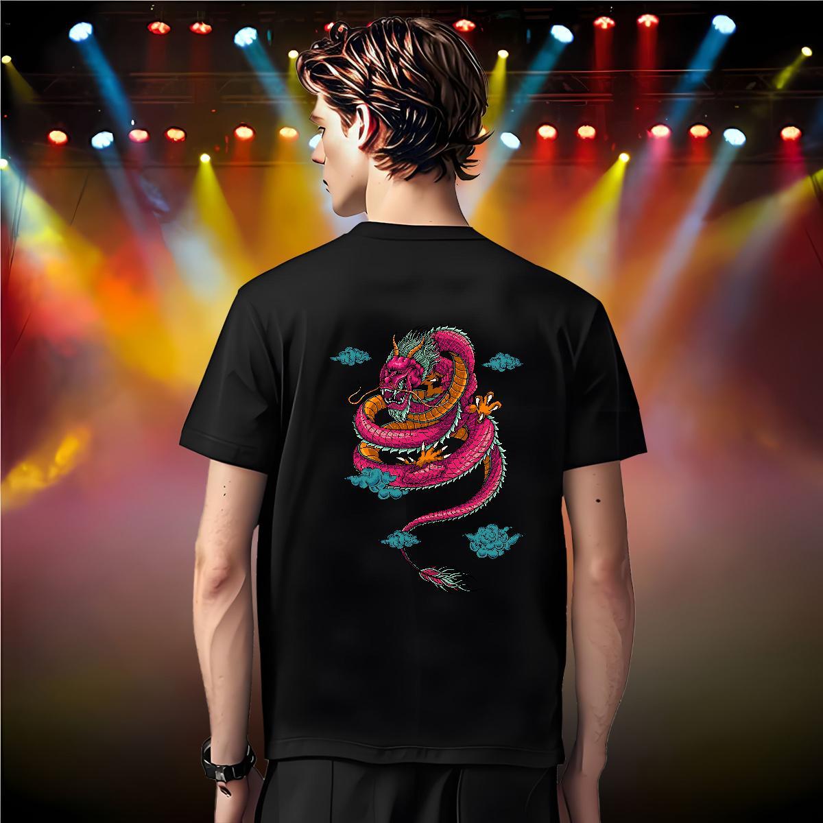Mens T Shirts 230g Cotton dragon Casual Short Sleeve Soft Oversized 4XL Men Tees Classic Casual Unisex Tops Shirt