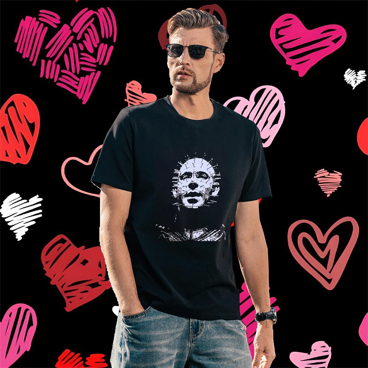 Classic Casual scary Men Tees 100% Cotton 230g T Shirt For Man Custom Print Plus Size Sports Casual Breathable Crew Neck Cool Polos