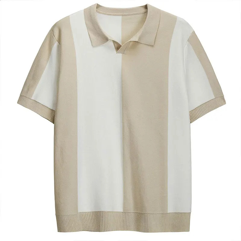 Elegant Fashion Harajuku Slim Fit Ropa Hombre Loose Casual Sport All Match T-shirts Stripe Lapel Collar Short Sleeve Polo Shirts 240819