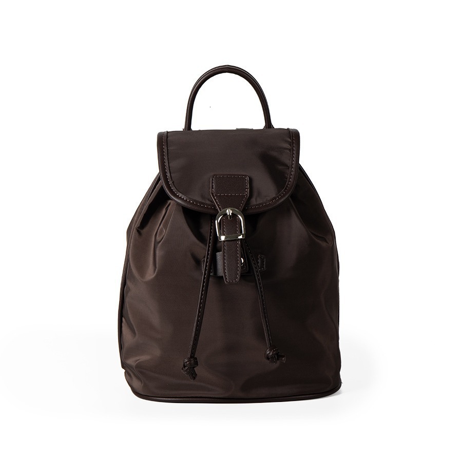 Leisure drawstring drawstring, large capacity nylon bag, high-end feel, flip cover, simple and fashionable Korean backpack for students