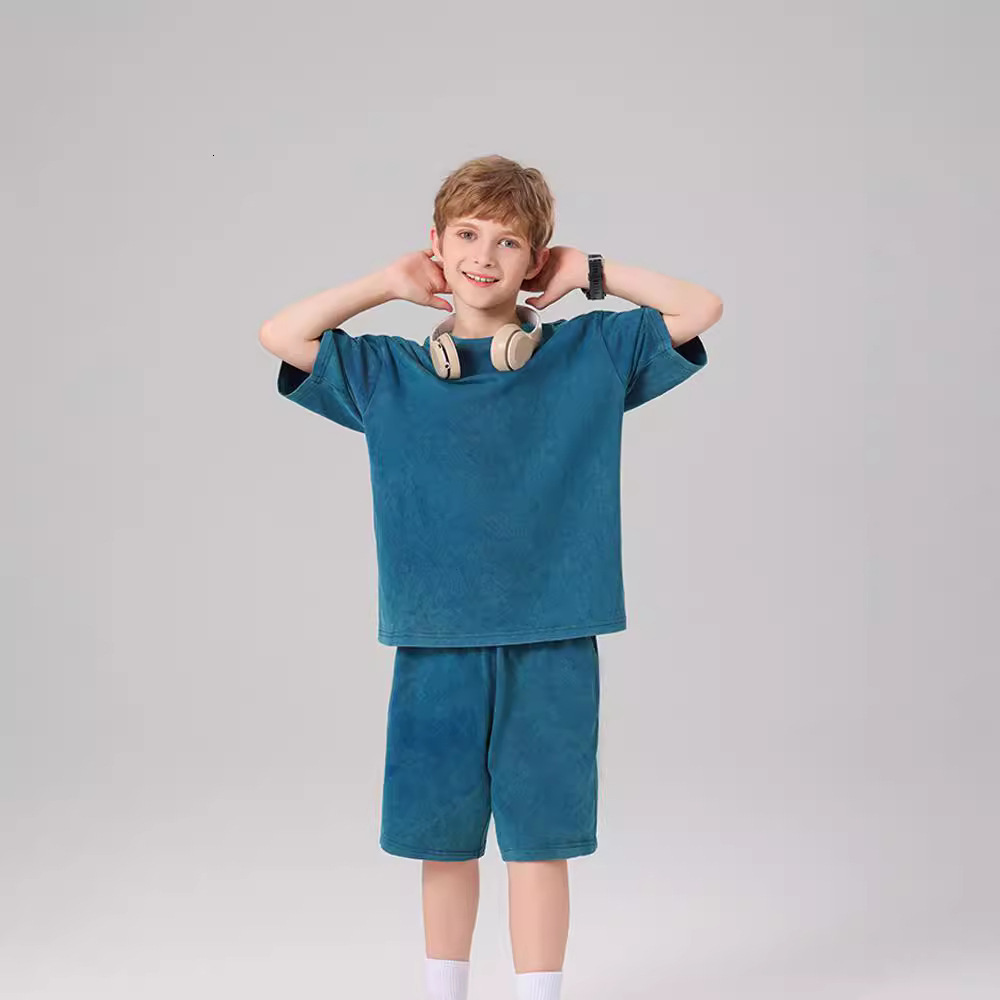 Trendy 270G short sleeved summer new item, mid size T-shirt shorts, pure cotton loose fitting children's clothing F40-08.20