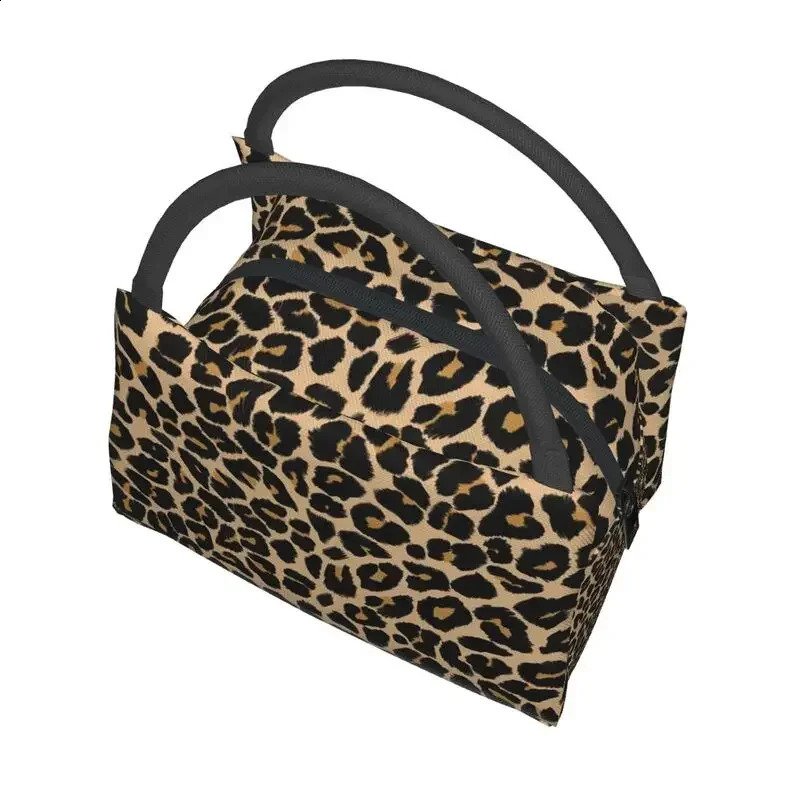 Leopard Skin Print Traditional Colours Insulated Lunch Bags for Women Animal Texture Resuable Cooler Thermal Food Lunch Box 240819