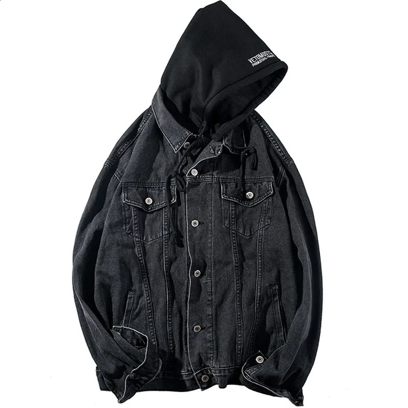 Denim jacket mens hoodie slim casual streetwear jeans long sleeved fashionable Spring and Autumn 240819