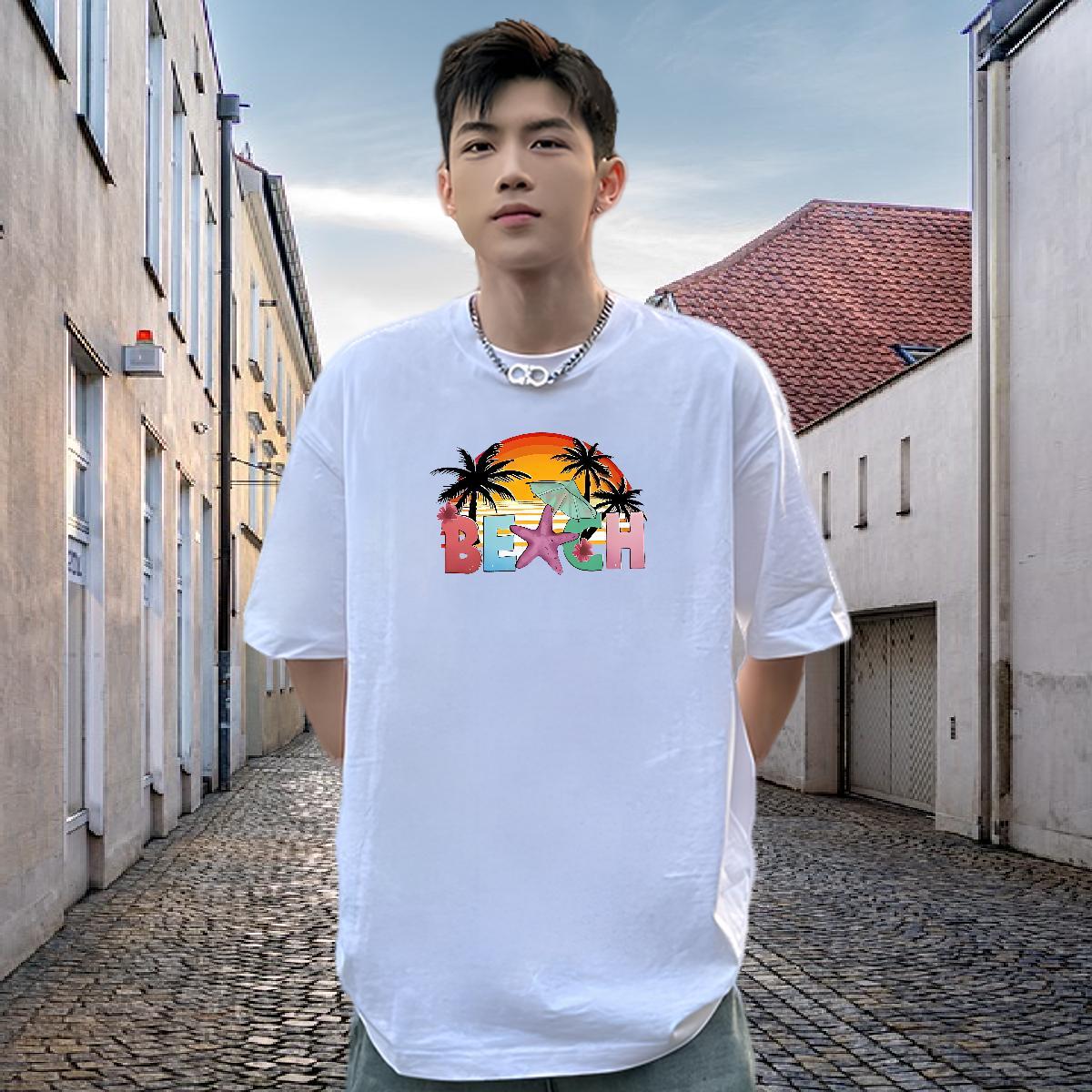 Designer Men Tees sea Hip Hop 230g 100% Cotton Clothes Crew Neck TOP Quality T-Shirts for Men Custom Printing