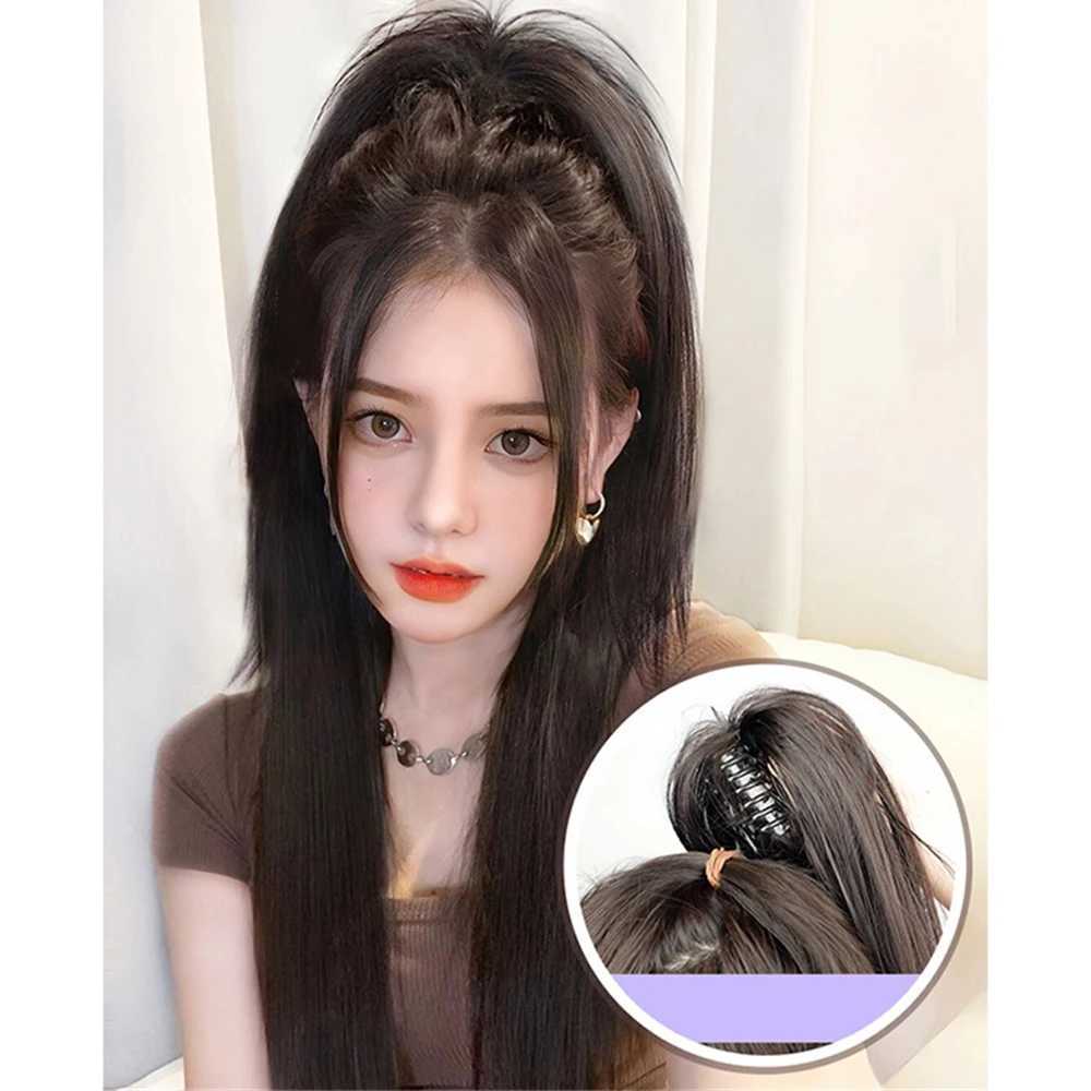 Ponytail female half tied ponytail simulation hair grab clip chicken tail braid fountain ponytail W240817
