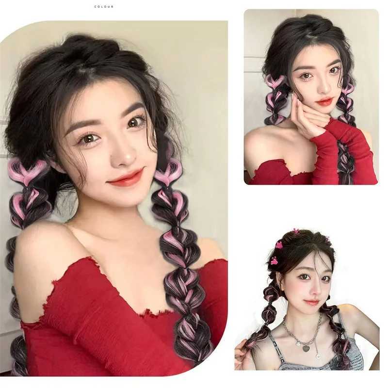 Bubble woven ponytail hair extension synthetic braided wig with elastic hair and hair suitable for girls W240817