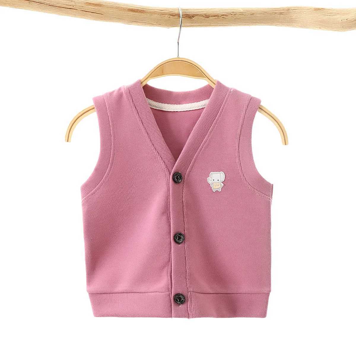 Baby Girls Cotton Solid Color Cardigan Loose Soft Fashion Cartoon Outerwear 1 2 3 4 years Kids Trendy Cute Vest Knitted SweaterXJ240819
