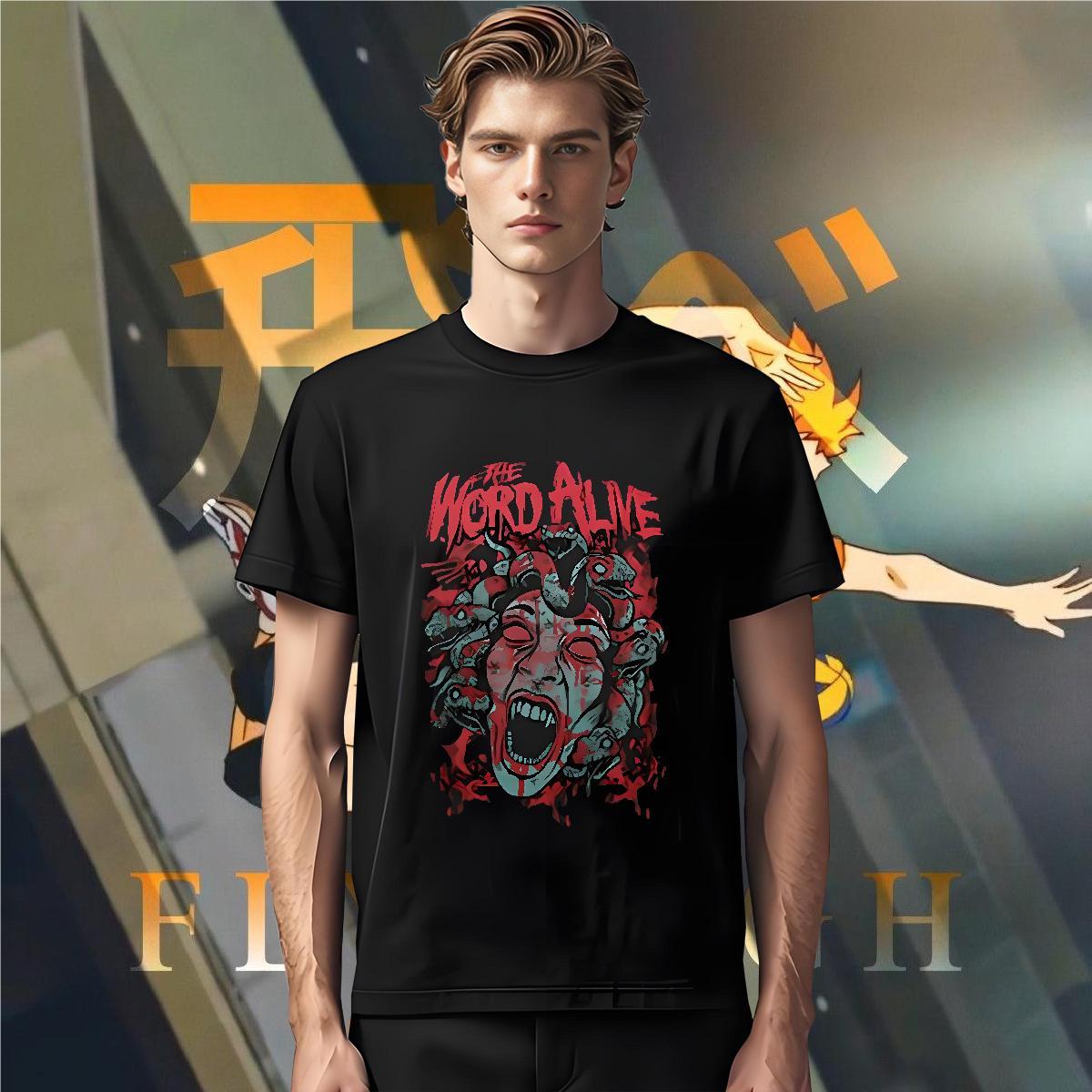 T shirt 230g 100% Cotton scary Street Round Neck Short Sleeve Cartoon Printing L-4XL Tshirt for Man Woman 2024 DIY Brand Clothes