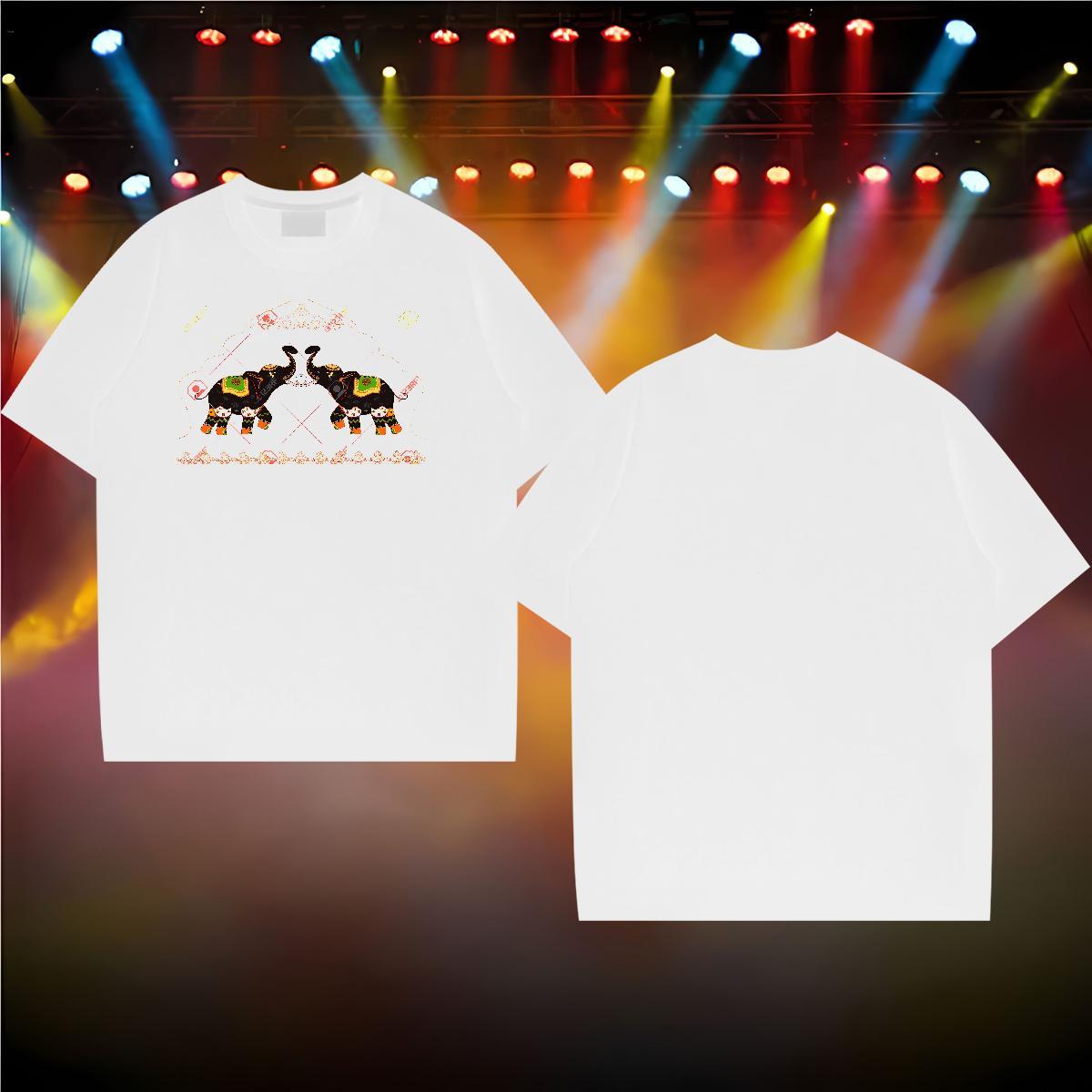 Fashion Couples T Shirts elephant Beach 230g Pure Cotton Tees Shirts Breathable Crew Neck Designer T Shirt For Man Custom Print Plus Size