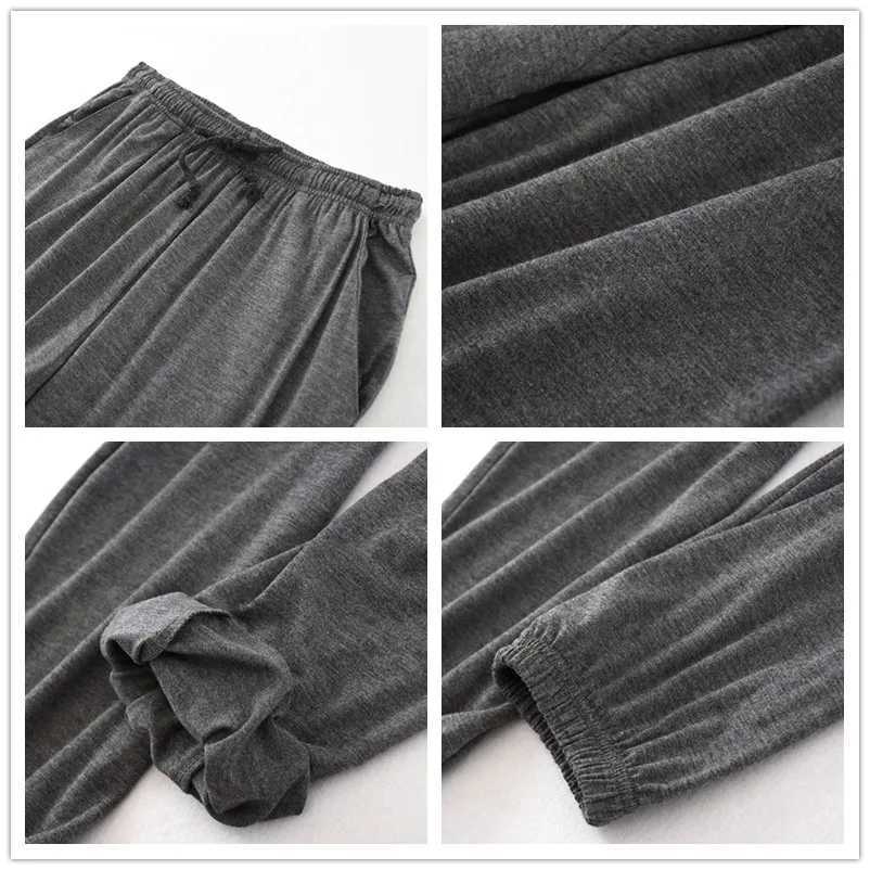 Modal Sleep Bottoms Mens Lounge Wearing Pants Adhesive Sleepwear Casual Soft Sleepwear Spring and Summer Mosquito Control TrousersW240719