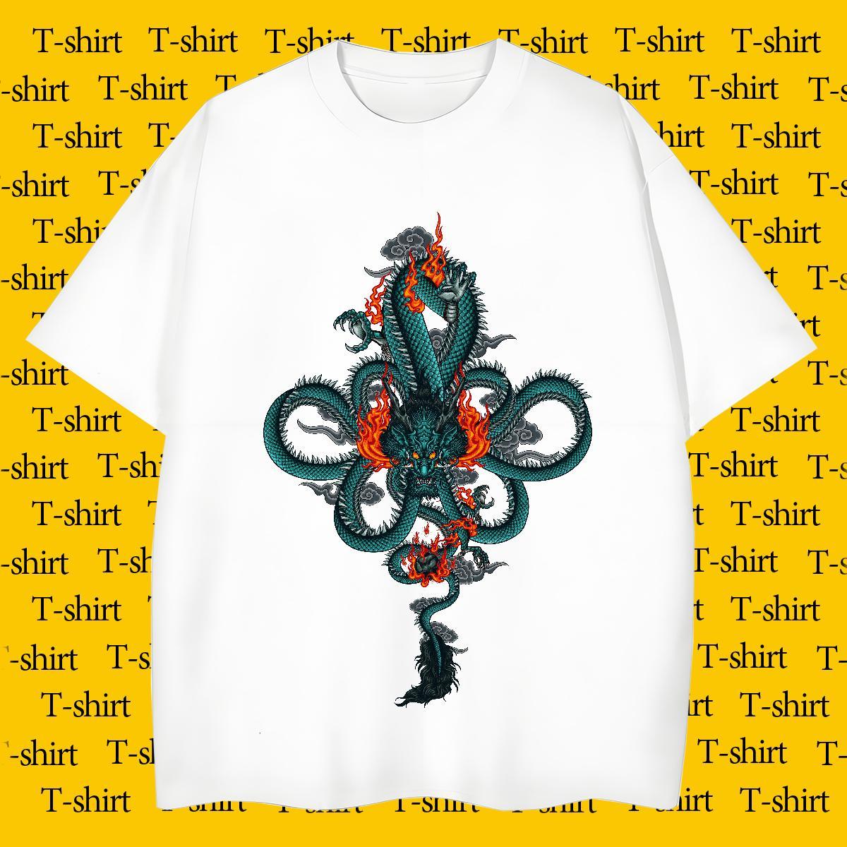 Loose ferocity T shirt Street Casual Men Tops Tees 230g Cotton Classic Round Neck Short Sleeve Custom Printing Tops Shirt