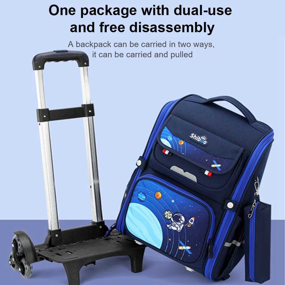 Butterflies Rolling Backpack for Girls Kids School Backpacks with Wheels Water Resistant Printed Roller Wheeled Bookbag Y240820