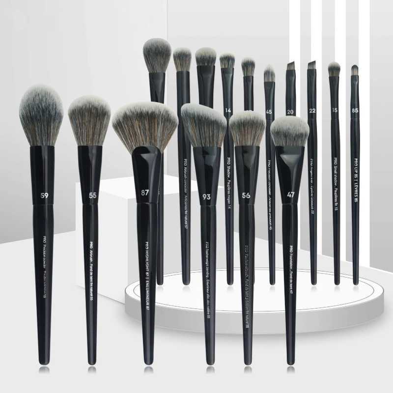 16pcs/set Makeup brush-Black cosmetic brushes series-high quality fiber beauty Angled Foundation Eyeshadow Powder Make Up Brush M240820