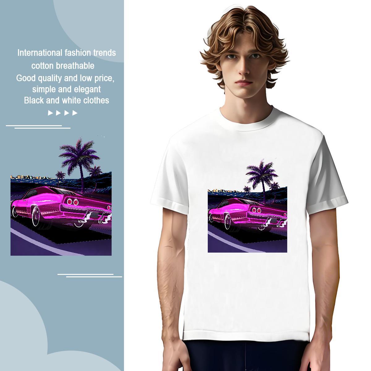 Free Shipping car T-Shirts for Men Beach Tshirt for Man Woman 230g Cotton Factory Direct Pure Cotton DIY Polos